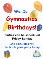 We do Gymnastics Birthdays!